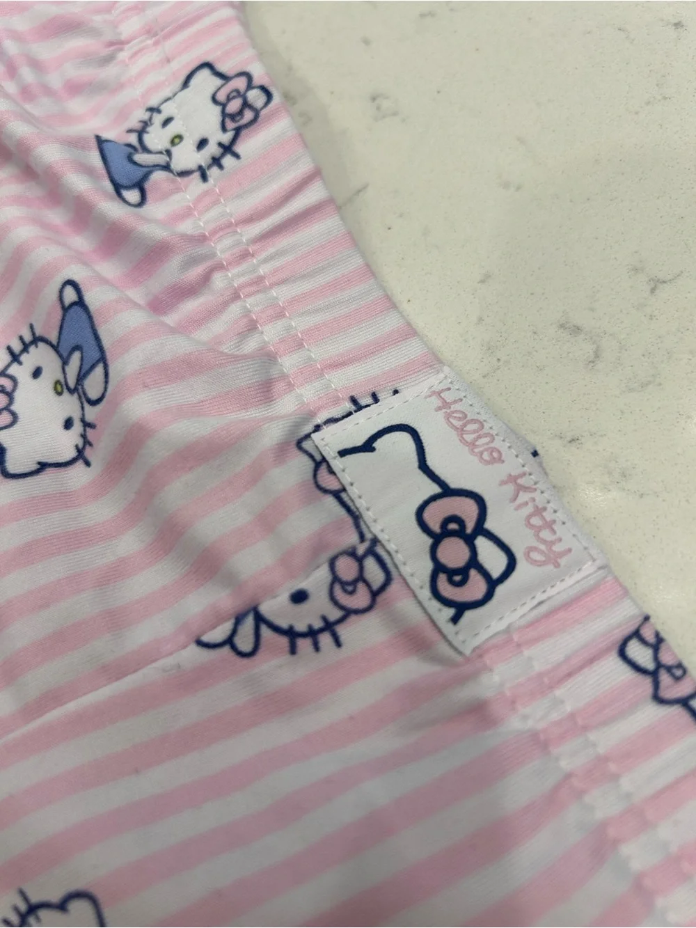 Hello Kitty Pale Pink Striped Short Pajama Set with Character Print